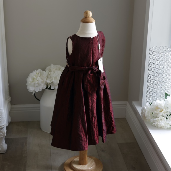 Girls Dress Special Occasion Burgundy With Gold Velvet Trim Size 18/24 Month NWT - Picture 3 of 4